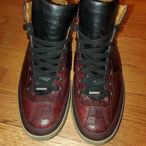 Jimmy Choo Crocodile Print High Top Sneakers